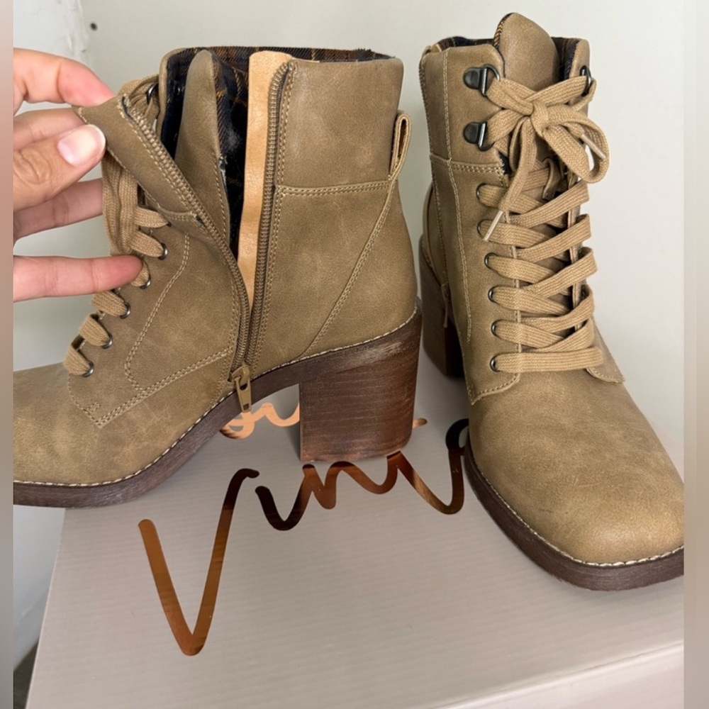 CROWN VINTAGE Hollis Boot Women’s NWB sz 10 Mocha Lace Up Zip Heel Rugged STYLE - Picture 5 of 8